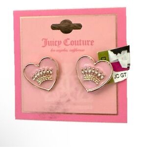 Juicy Couture Pink Heart Earrings with Crown